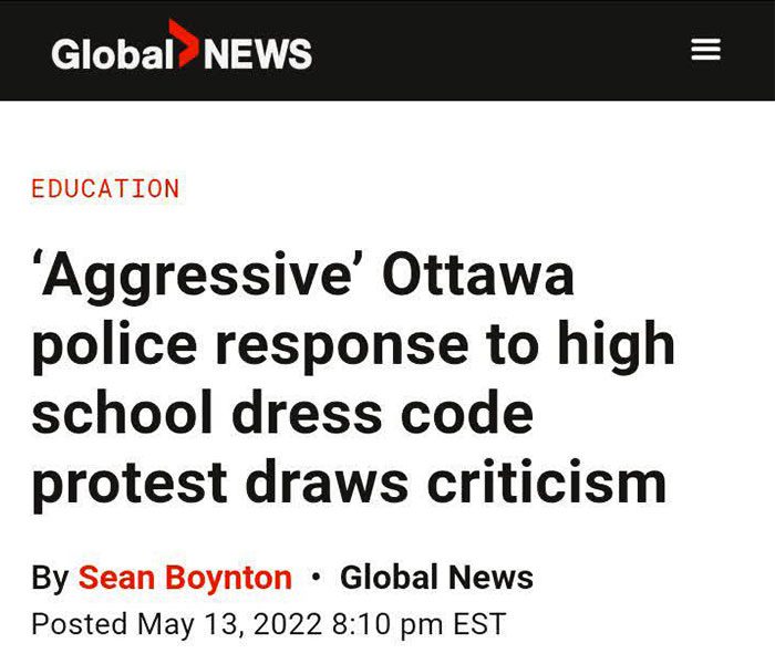 اعتراض دانش‌آموزان مدرسه‌ای در کانادا به قانون پوشش